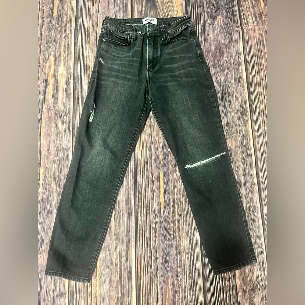 RSQ Womens Sz 25 Vintage Mom Mid rise Slim Distressed‎  Designer Jeans Black